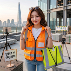 ISO인증 다양한사이즈 안전조끼 형광조끼 신호수조끼 행사조끼, 1개, 주황