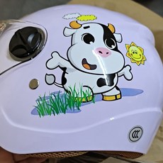 兒童卡通安全帽：機車、電動車通用，3C認證，四季款，保護寶寶頭部安全, 3C/白色奶牛, 1個