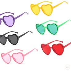 HY 하트 선글라스 파티 칼라 안경 촬영소품 학예회 축제, 퍼플