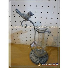 *︵House傢飾︵*復古鑄鐵小鳥玻璃花瓶【限量款/新發售】