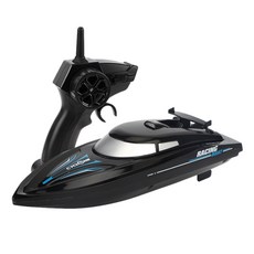 2.4GHz 10km/h 듀얼 모터 고속 원격 제어 보트 수영장 및 호수 리모콘 보트 야외 장난감, 검은색, 1개