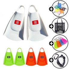 DMC 슈퍼핀 숏핀 오리발 + 리펠로키링 + 고급메쉬백 + 파우치 스트랩, 오렌지