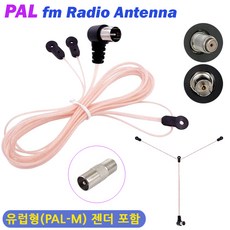 유럽형 FM 라디오 선안테나/ PAL 라디오안테나 젠더포함 75옴 줄안테나 T안테나 전축 오디오 홈시어터, 선안테나+PAL-M(수)포함, 1개