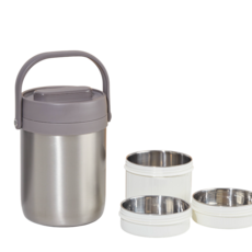 따숨 보온도시락 전자레인지 가능 스텐 도시락통, 1개, 실버