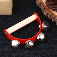 나무 반원형 핸드 링 벨 탬버린 악기 오르프 클래퍼 핸들 교육용, 1개, 4. Red