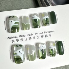 懶懶貓 貓眼穿戴甲純手工美甲假指甲, 1個, S小號（送工具包五件套）,3080#懶懶貓