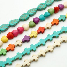 [엔비즈] 디자인 컬러 하울라이트 나뭇잎 하트 십자가 원석 비즈 만들기재료 (10개)