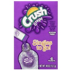 Crush 크러쉬 Singles To Go 포도 파우더 패킷 워터 드링크 믹스 13.7g 12박스, 6개입
