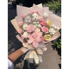 핸드메이드 뜨개질 꽃다발 튤립코바늘 DIY diy 키트, 귀달린대형백합꽃다발재료키트, 1개