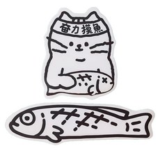 貓咪造型滑鼠墊護腕墊兩件組, 白色, 1套