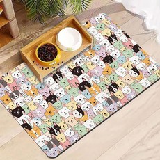 개 사료 매트 개와 고양이 및 물그릇용 흡수성 반려동물 지저분한 음주자를 위한 미끄럼 방지 퀵 드라이 펫 플레이스 바닥 보호대12 x 20인치, Dog, 12x20in