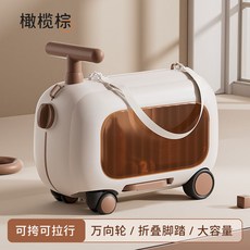 兒童滑行行李箱 1-3歲寶寶旅行學步車二合一, 1個, 棕色, 棕色