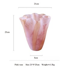 유리 예쁜 디자인 핑크 장식품 오브제 연꽃잎 거실용, 연잎 모양 꽃병