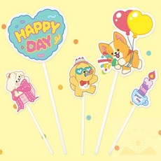 (랜덤발송) 귀여운 생일픽 케이크토퍼 케익픽 종이픽