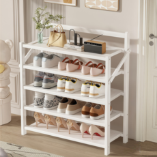 다용도 폴딩형신발장 방진 기능 대나무 신발장수납장, 70cm 화이트 핏, 5단