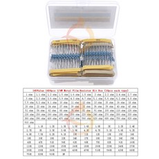 1% 금속 필름 저항 모음 키트 박스 포함 1/8W 1/4W 1/2W 1W 2W 3W 0 ~ 10M (색상-0.25W x 1450pcs), 06 0.25W x 1450pcs, 0.25W x 1450pcs
