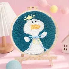 【超繪玩】戳戳繡毛綫繡針材料包 兒童學生課活動裝飾畫, 加油鴨—送戳筆+支架 （材料包）⚑⚑, 1個