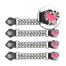 Dream Apparel 여성용 오토바이 조끼 익스텐더 인조 가죽 엔드와 더블 크롬 체인이 있는 바이커 익스텐더 4개 폴리스 스타, 핑크 하트와 크롬 로즈