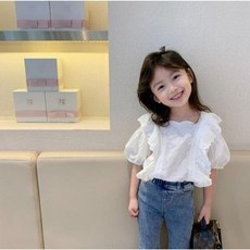 Arwe 兒童女童款紗蕾絲雪紡衫短袖