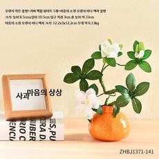 한라봉 수경재배 화분 인테리어 세라믹 도자기 화분, 오렌지 꽃병+호박+소망 액자