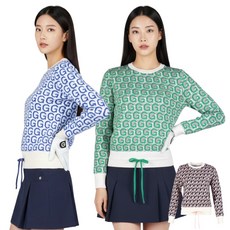 깔끔한 여자 G패턴 리본 골프 방풍 라운드 니트 시즌 중년여자 오십대