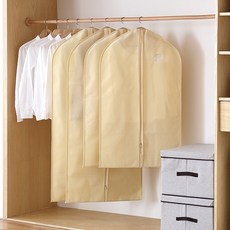 丹丹悅生活 加厚無紡布衣物防塵袋 西服套 大衣收納袋 透明視窗 多尺寸可選, 1個, 米色,中號60*100cm
