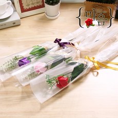 장미꽃한송이 입학식비누꽃다발(3가지색상), 인크리코한송이장미바이올렛