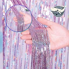 쌍문상회 생일파티 벽장식 은박커튼 홀로 유색 벽면 꾸미기 40872EA, 홀로그램 실버