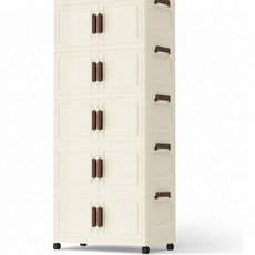 비즈마켓 프리미엄 이동식 대용량 수납장 접이식 폴딩 리빙박스, 1세트, 아이보리