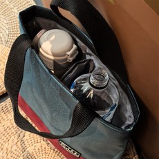 S.Y.P.S FASHION 分隔防水水杯袋 保溫杯套 多口袋斜挎收納包, 1個, 雙杯位-2分隔-個性紅綠黑