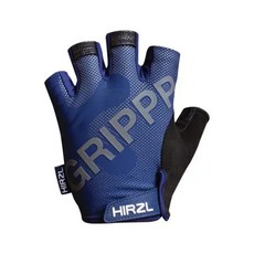 HIRZL GRIPPP TOUR 2.0 袋鼠皮 短指自行車手套, 藍色+藍LOGO,M 手掌圍19-20.5, 1個