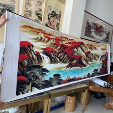 3.5米x1米 國畫鴻運當頭山水畫 卷軸裝裱, 參考詳情頁