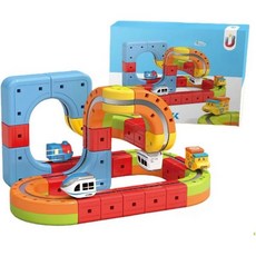 11537293 만들기 블록 취미 놀이 블럭 Lamantt 마그넷식 레일카 전동열차 세트 창의적인 구성 자유 조합 인터랙티브 USB 충전식 휴대와 보관이 편리함 교육용 창의력, 32종 세트