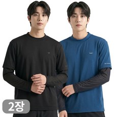 아소트 남성 냉감 반목 쿨티 프리미엄 일체형 토시티셔츠 골프 아웃도어 등산 작업복 2장세트