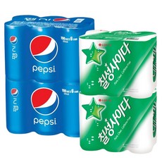 블루존 탄산음료 190ml 2종 세트 (펩시 190ml 6개 + 칠성 사이다 190ml 6개), 1세트