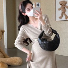 솔레르 부드러운 니트 롱원피스 임산부 하객룩