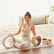 텐타르 전신 스트레칭 마사지 필라테스 요가휠 4종 세트 (사이즈별 4개입 패키지), 1개, 베이지