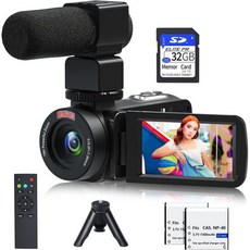 비디오 카메라 유튜브용 1080P 30MP 캠코더 IR 야간 투시 브이로그 리모컨 마이크 미니 삼각대 배터리 2개 32GB SD 카드 3.0인치 LCD 화면 18배율 디지털 줌, 비디오 카메라, 유튜브용 1080P 30MP 캠코더 I, 1개, VETEK 어두운 회색