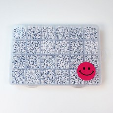 맘아트 화이트 블랙 원형 알파벳 비즈 7mm 대용량, 단품