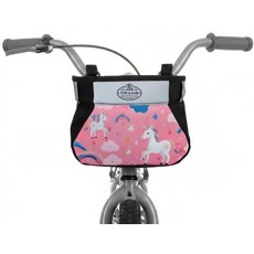 Tote & Kari 컵 홀더가 있는 아동용 자전거 바구니 방수 및 내구성 액세서리 전면 핸들바 백 견고한 지퍼 포켓 소녀 소년 어린이 성인 스쿠터에 적합합니다. (, 유니콘