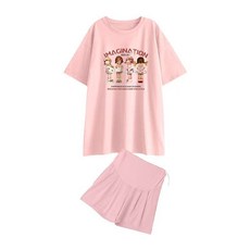 봄 여름 임부복 패션 러블리 임산부 세트 루즈핏 캐주얼 반팔티 상의 반바지 투피스 SJS