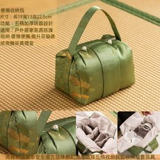旅行茶具收納包 便攜戶外布藝設計, 1個, 雲鬆珍妮收納包 綠色