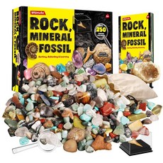 XXTOYS 挖掘天然水晶寶石礦石化石250豪華套裝組‎EDM059雷公蛋剖石體驗，附放大鏡，岩石地質考古學家, 1個