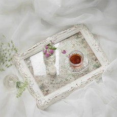 【Eze Art Deco】法式玻璃托盤組(圓形+方形) 法式鄉村風 桌面收納 甜點托盤, 1個, 長方形