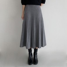 [행복여] 모디나 주름 플리츠 밴딩 니트 플레어 스커트