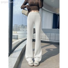 高級感時尚微喇褲女秋新款美式辣妹窄版修身喇叭褲拖地運動瑜伽褲