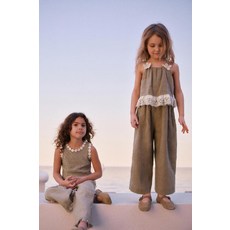 자라 ZARA 레이스 플라워 린넨 점프수트 - 밍크 984234