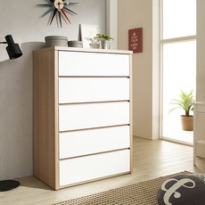 에디트 하이그로시 5단 속깊은 서랍장 870, 내추럴 콤비 하이그로시