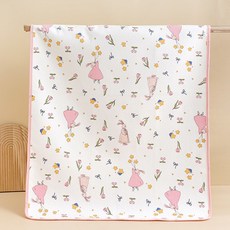 DFMEI 寶寶隔尿墊嬰兒大號防水牀墊透氣純棉月經墊老人牀單多尺寸, 1個, 粉兔子