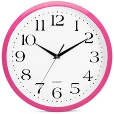 Bernhard Products 네이비 벽시계 무소음 - 40.6cm(16인치) 엑스트라 라지 품질 쿼츠 배터리 작동 원형 읽기 쉬운 가정/사무실/비즈니스/주방/교실/학교 시, Pink